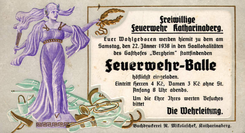 Einladung zum Feuerwehrball 1938